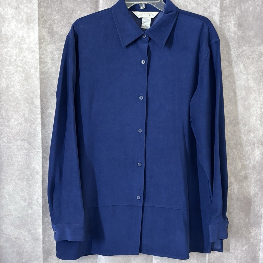 Womens Large Casual Corner Annex Button Up‎ Long Sleeve Cozy Suede Like